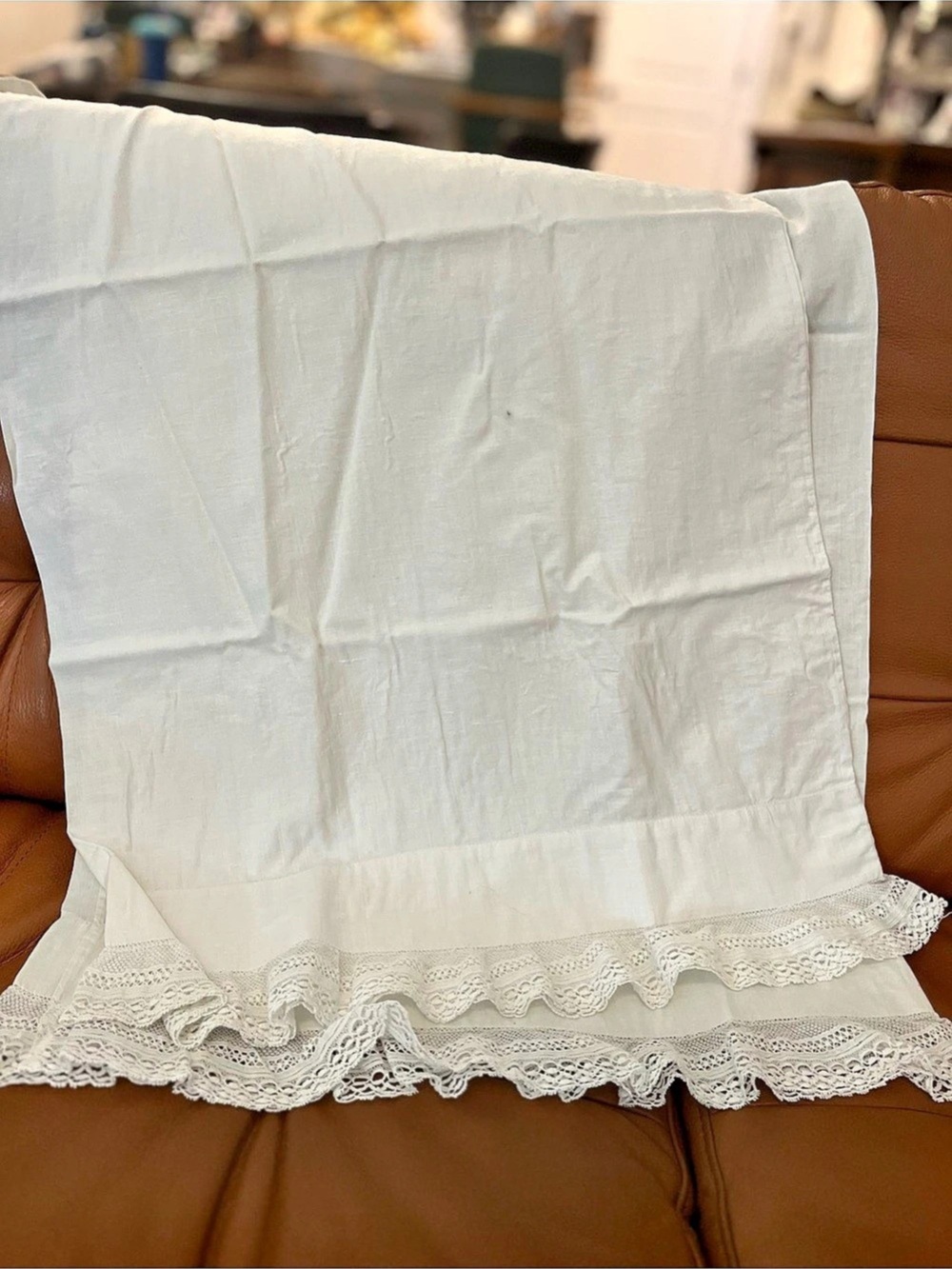 Set of Two Vintage Pillow Cases with Tatted Edge